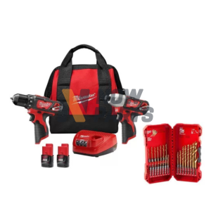 Kit combinado de taladro atornillador/destornillador de impacto inalámbrico M12 (2 herramientas) con juego de brocas de titanio (23 piezas)