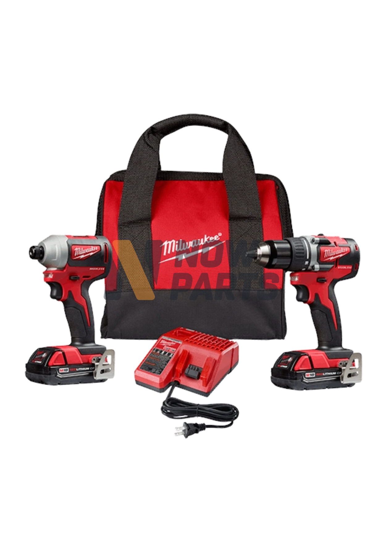 Kit combinado de 2 herramientas M18: taladro atornillador compacto sin escobillas de 1/2 pulg. + cabezal hexagonal de 1/4 pulg. Controlador de impacto compacto sin escobillas + 2X Batt + Cargador + Bolsa